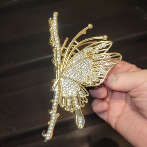 Brand New Gold Rhinestone Butterfly Hair Clip